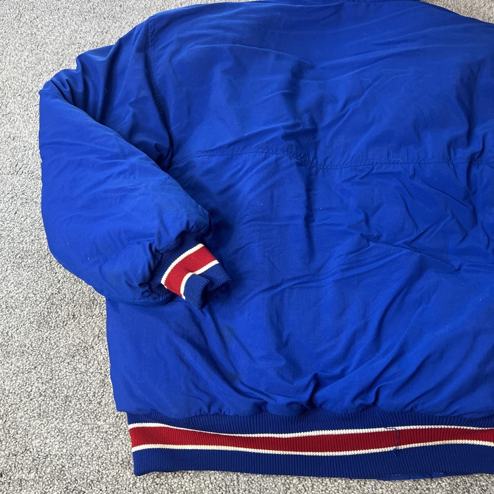 Vtg delong NFL Jacket Mens Large Blue NFL‎ Football Hooded Puffer Coat USA 80s - Picture 10 of 14